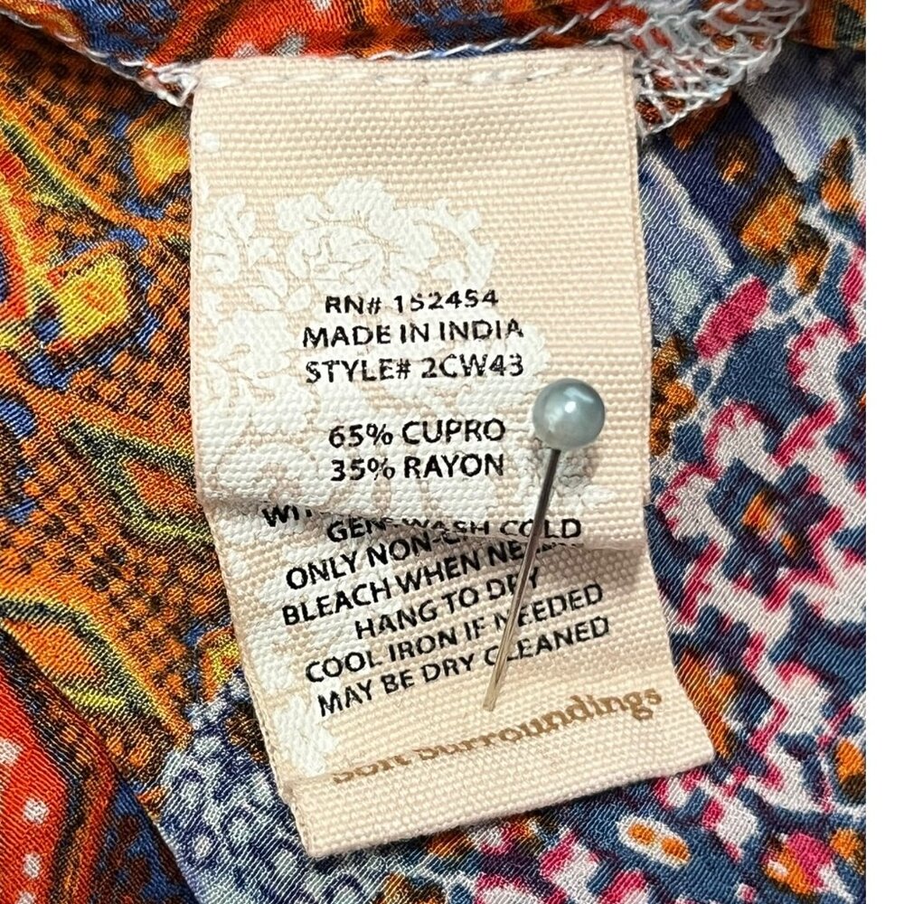 Soft Surroundings Size L Colorful Bohemian Tunic with Roll Tab Sleeves - Picture 6 of 6